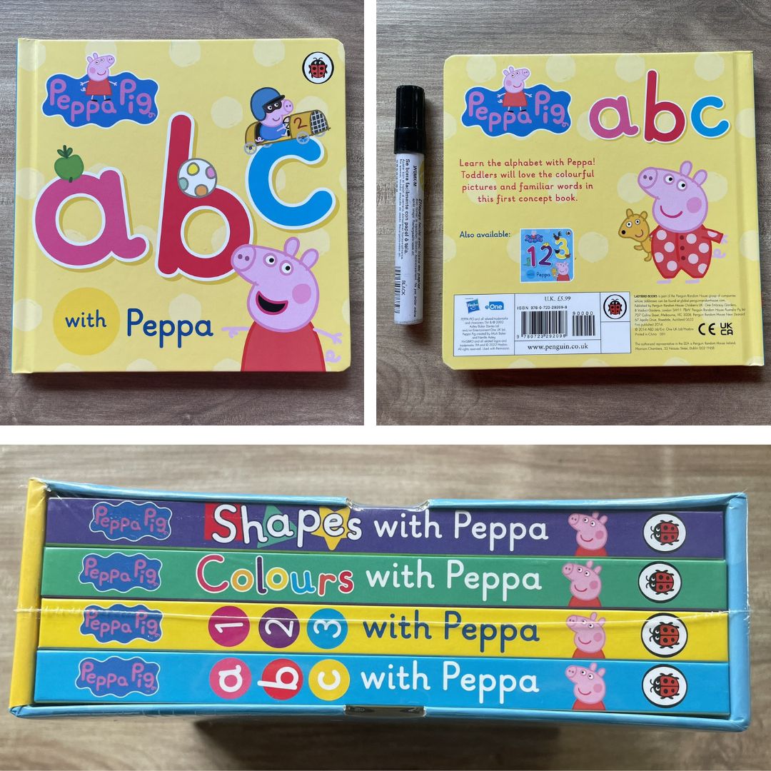PEPPA PIG: LEARN WITH PEPPA Box Of Books (4 books) Boxset (BOX with SLIGHT DENTS, books no damage)