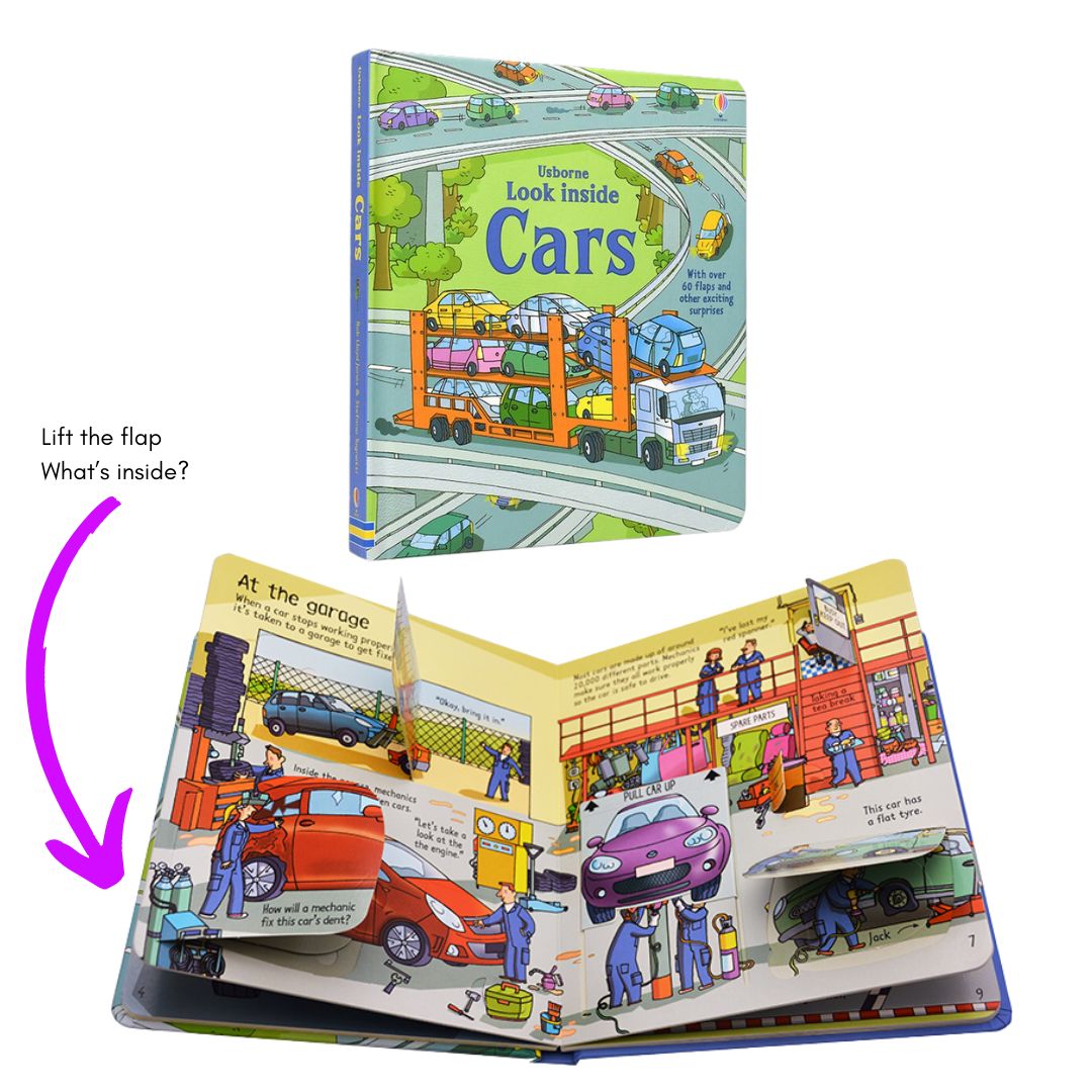 Usborne LOOK INSIDE (SINGLES, brand new Lift-the-flap Board book, w/ SLIGHT DENTS on book cover) Animals / Building Sites / Cars / Computers / Hospital / Sports / Things the Go / What Happens When You Eat / Our World / Your Body