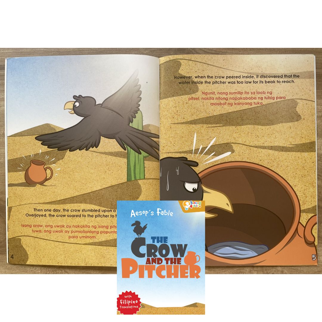 Batang Matalino AESOP'S FABLE - The Boy Who Cried Wolf / The Crow and the Pitcher (SINGLES, softcover, Filipino-English text)
