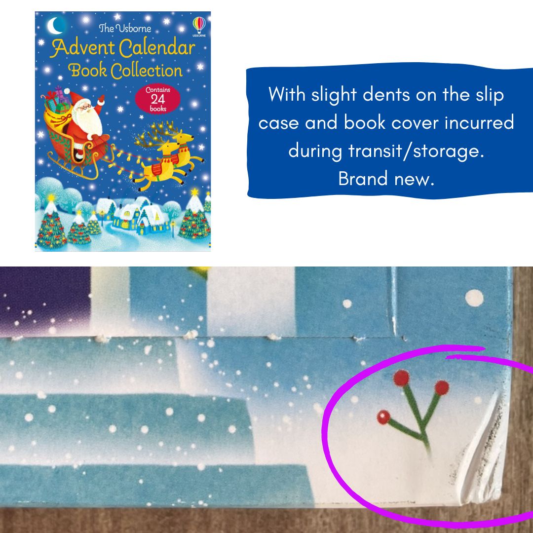 The Usborne Advent Calendar Book Collection 2 (BLUE) (slight dents/folds on book cover & slipcase)