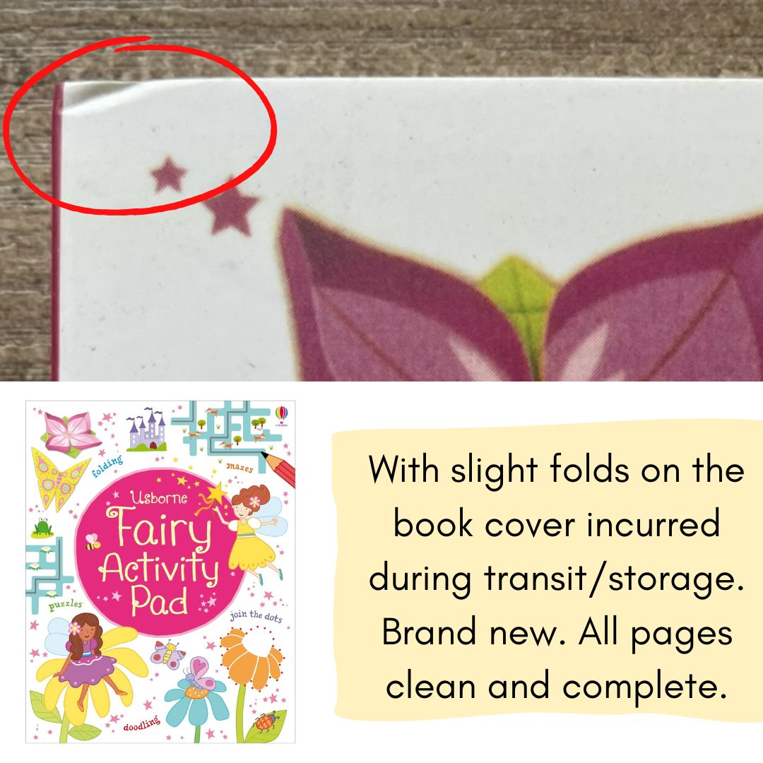 Usborne FAIRY Activity Pad (Tear-off pages, brand new Softcover, 6.1 by 7.7 inches, with SLIGHT FOLDS)