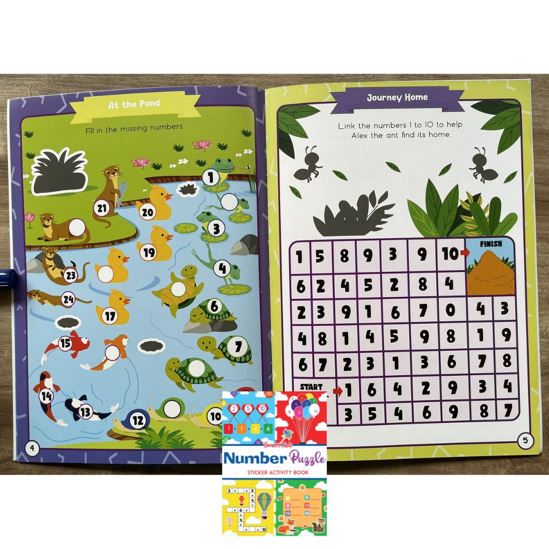 Smart Kids Sticker and Activity Book - NUMBER PUZZLE (brand new softcover)