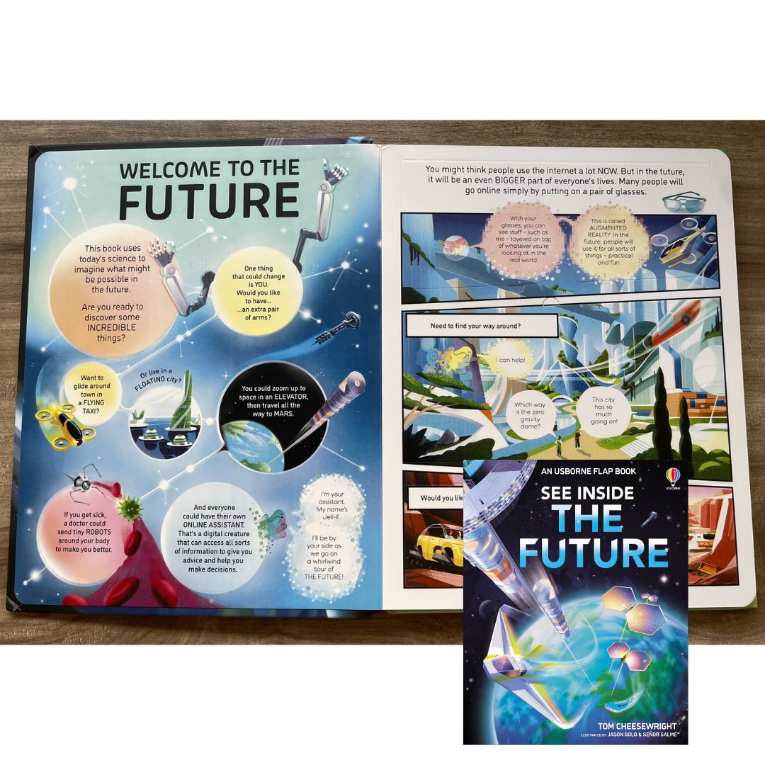 Usborne SEE INSIDE The Future (brand new board book, with SLIGHT DENTS on book cover)