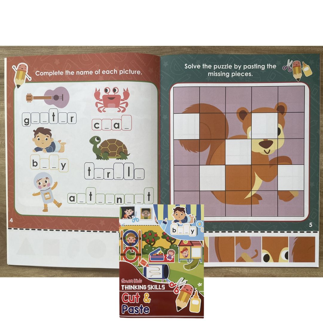 Smart Kids THINKING SKILLS - Cut and Paste / Same and Different / Logical Reasoning / Spatial Reasoning (SINGLES, softcover)
