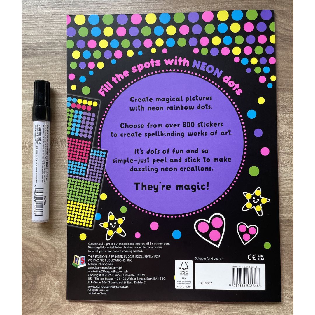 Neon Sticker Dots Activity Book: MAGICAL / OCEAN WORLD with Over 600 Stickers (SINGLES, brand new softcover)