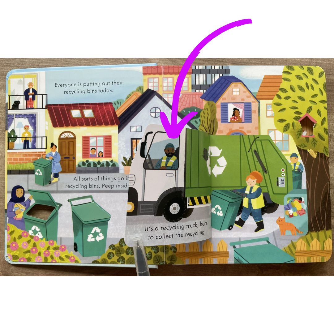 Usborne PEEP INSIDE How a Recycling Truck Works (board book)