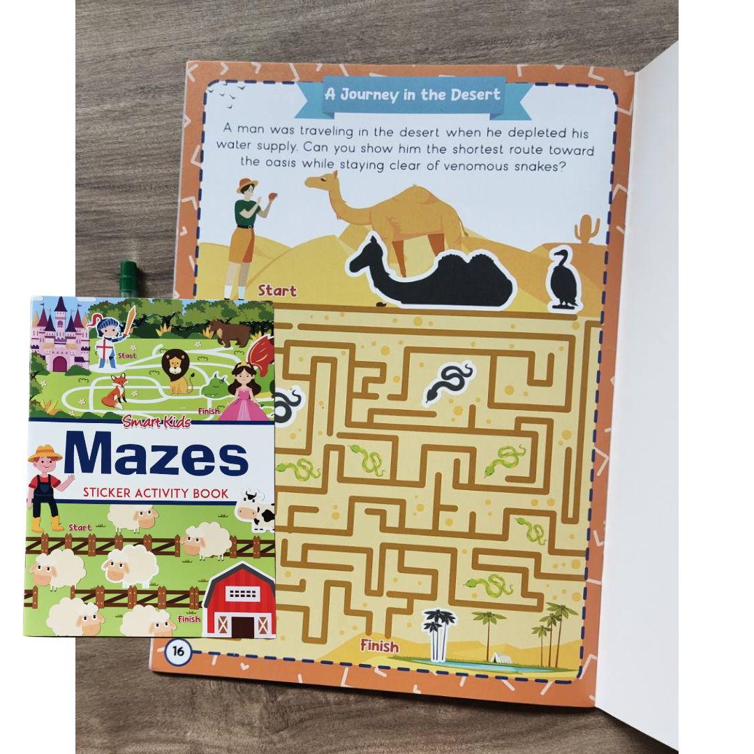 Smart Kids Sticker and Activity Book - MAZES (brand new softcover)