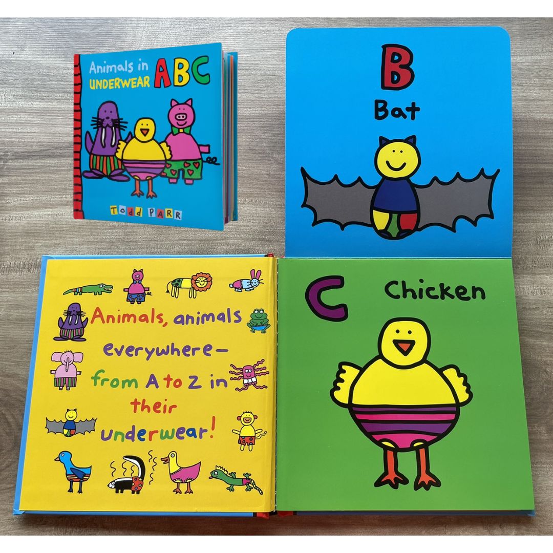 Animals in Underwear ABC (by Todd Parr) A lift-the-flap HARDCOVER (brand new, with SLIGHT DENTS on book cover)