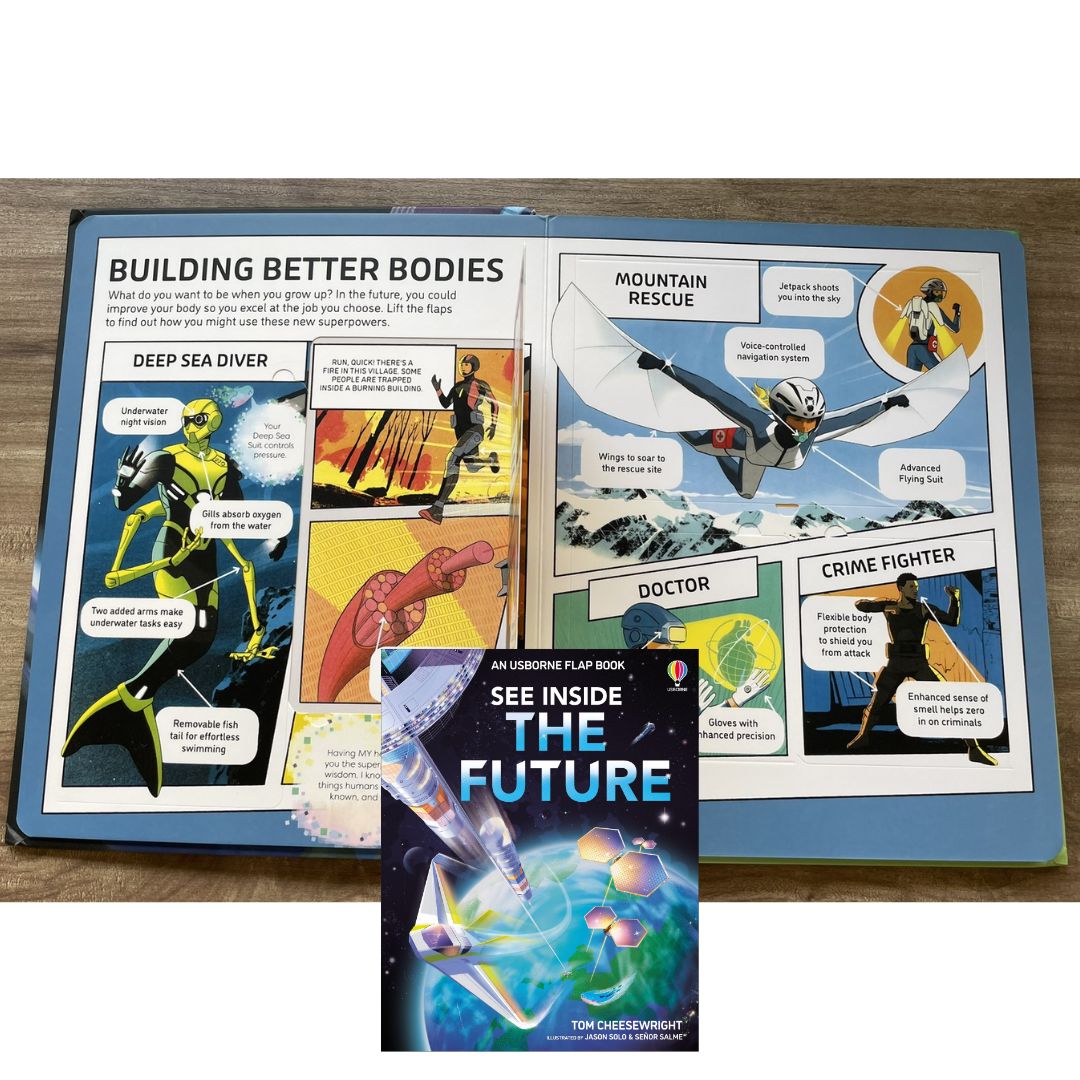 Usborne SEE INSIDE The Future (brand new board book, with SLIGHT DENTS on book cover)
