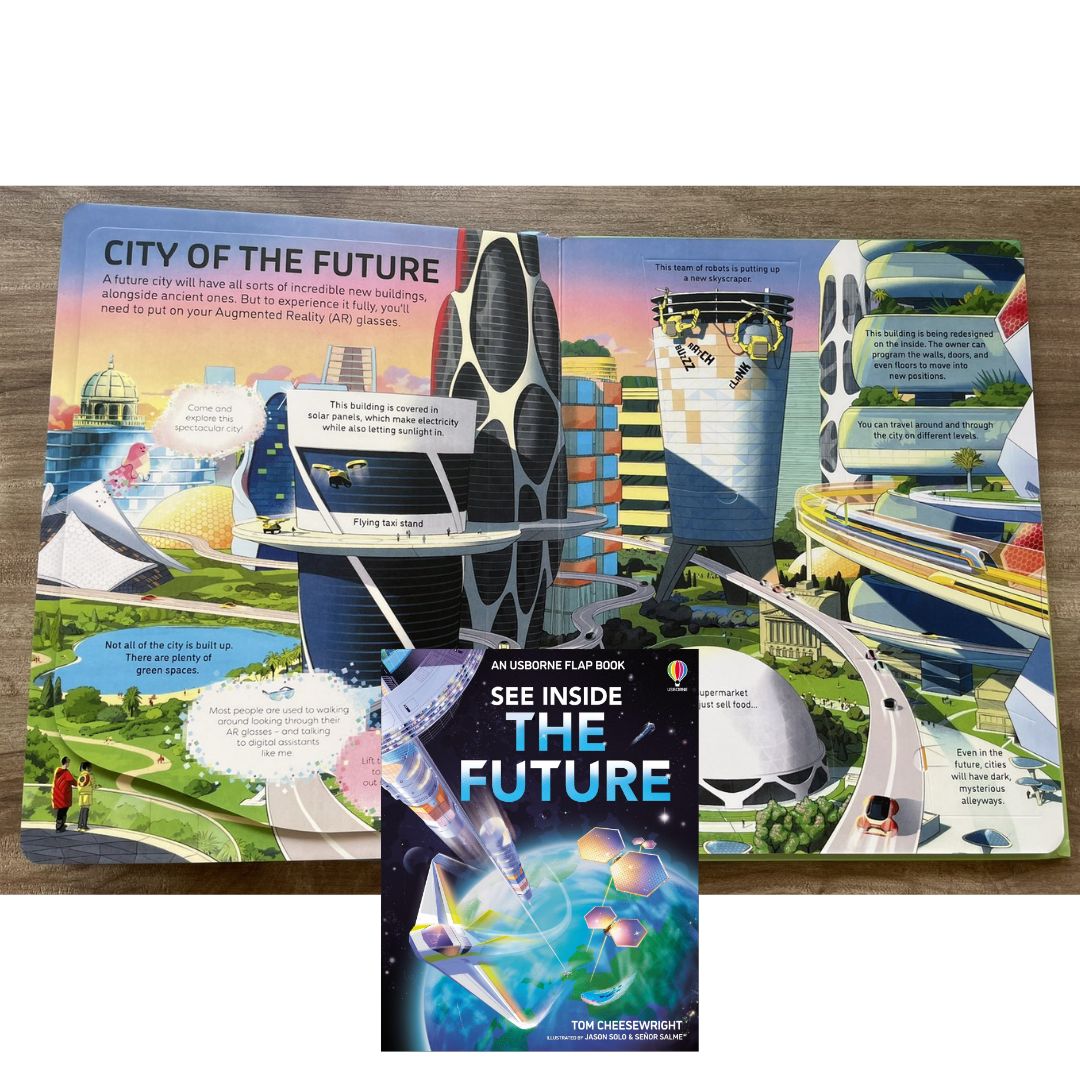 Usborne SEE INSIDE The Future (brand new board book, with SLIGHT DENTS on book cover)