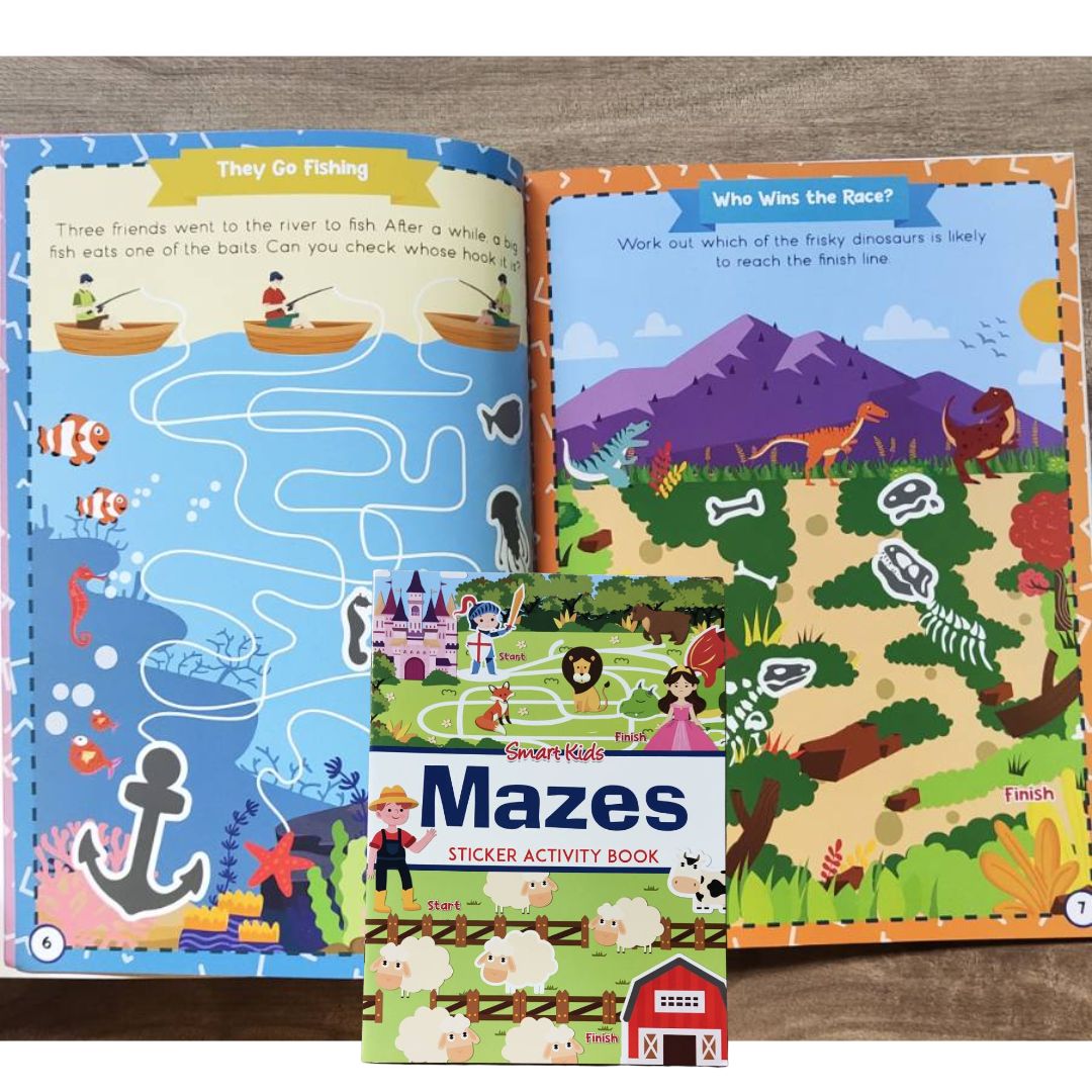 Smart Kids Sticker and Activity Book - MAZES (brand new softcover)
