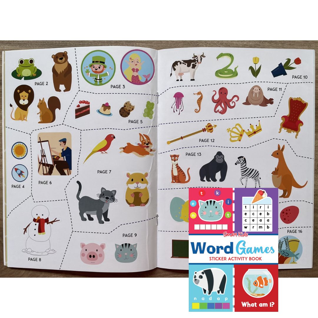 Smart Kids Sticker and Activity Book - WORD GAMES (brand new softcover)