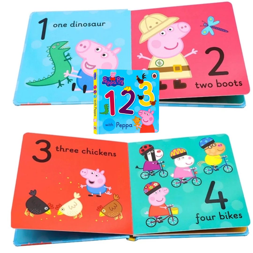 PEPPA PIG: LEARN WITH PEPPA Box Of Books (4 books) Boxset (BOX with SLIGHT DENTS, books no damage)