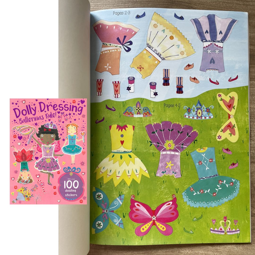 Dolly Dressing with Over 100 Stickers (Ballerinas / Mermaids / Princesses Rule) (SINGLES, brand new softcover, activities and sticker book)