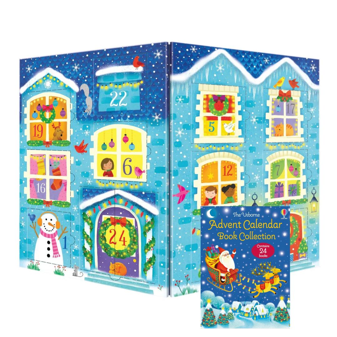 The Usborne Advent Calendar Book Collection 2 (BLUE) (slight dents/folds on book cover & slipcase)