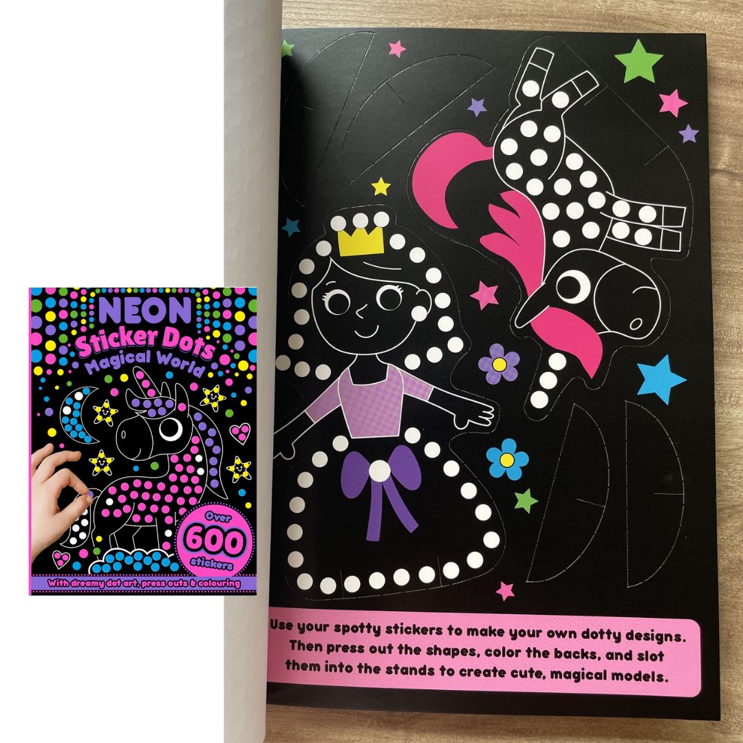 Neon Sticker Dots Activity Book: MAGICAL / OCEAN WORLD with Over 600 Stickers (SINGLES, brand new softcover)