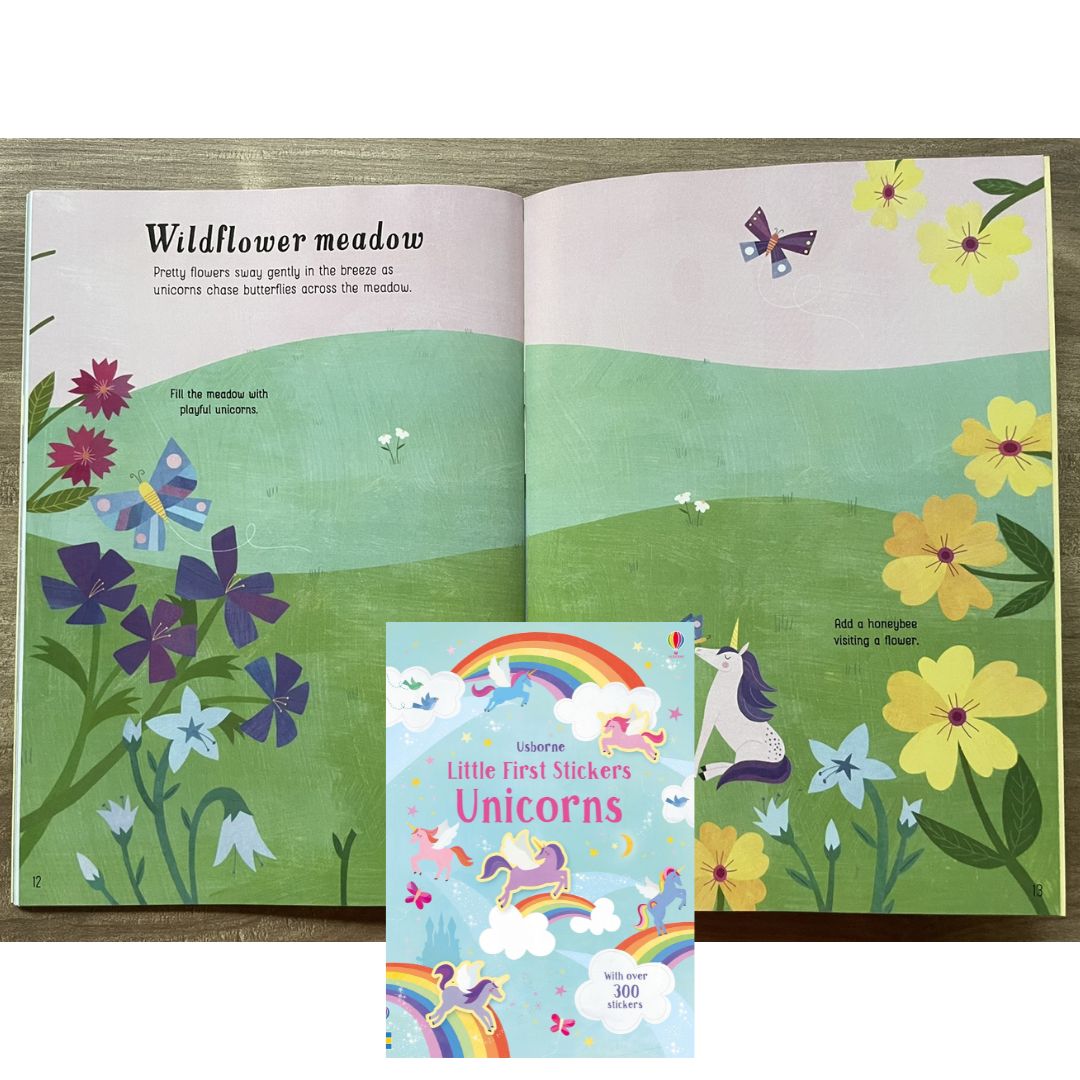 Usborne LITTLE First Stickers (SINGLES) (9.5 by 6.9 inches) Flowers / Football / Love and Kindness / Mermaids
