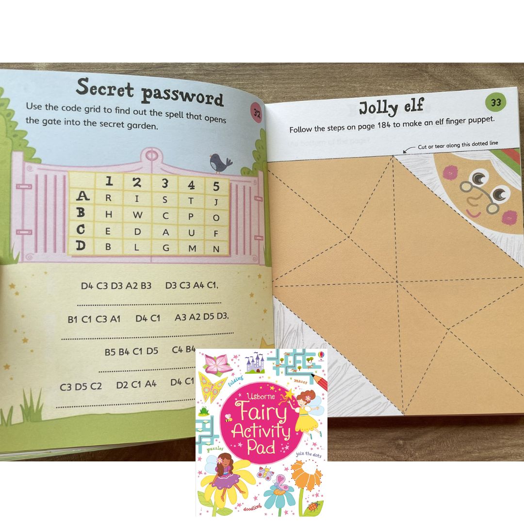 Usborne FAIRY Activity Pad (Tear-off pages, brand new Softcover, 6.1 by 7.7 inches, with SLIGHT FOLDS)