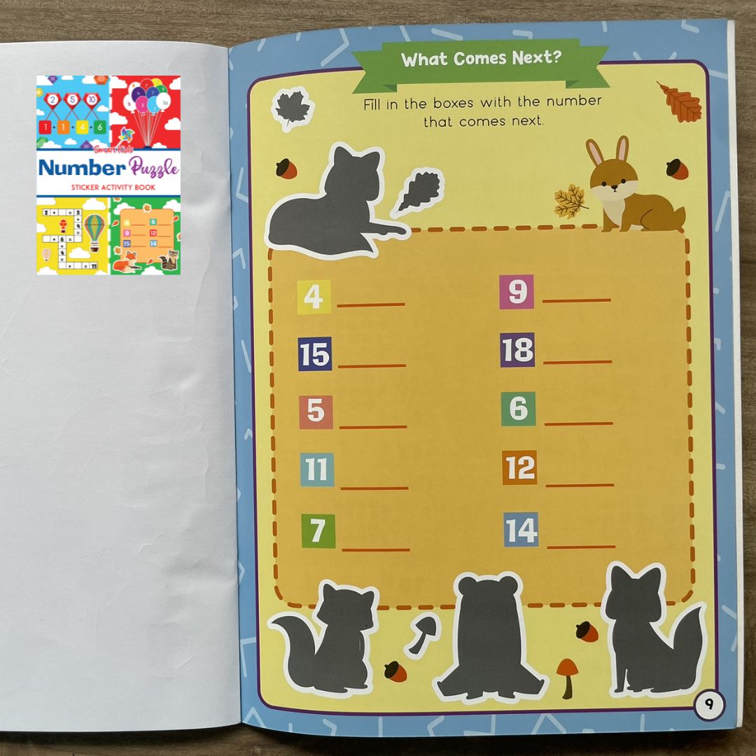 Smart Kids Sticker and Activity Book - NUMBER PUZZLE (brand new softcover)