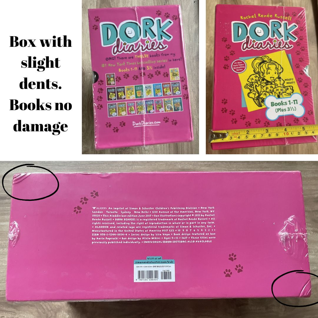 Dork Diaries 18 books (brand new softcover, BOX SET w/ slight DENTS, 8 by 5.5 inches each book)
