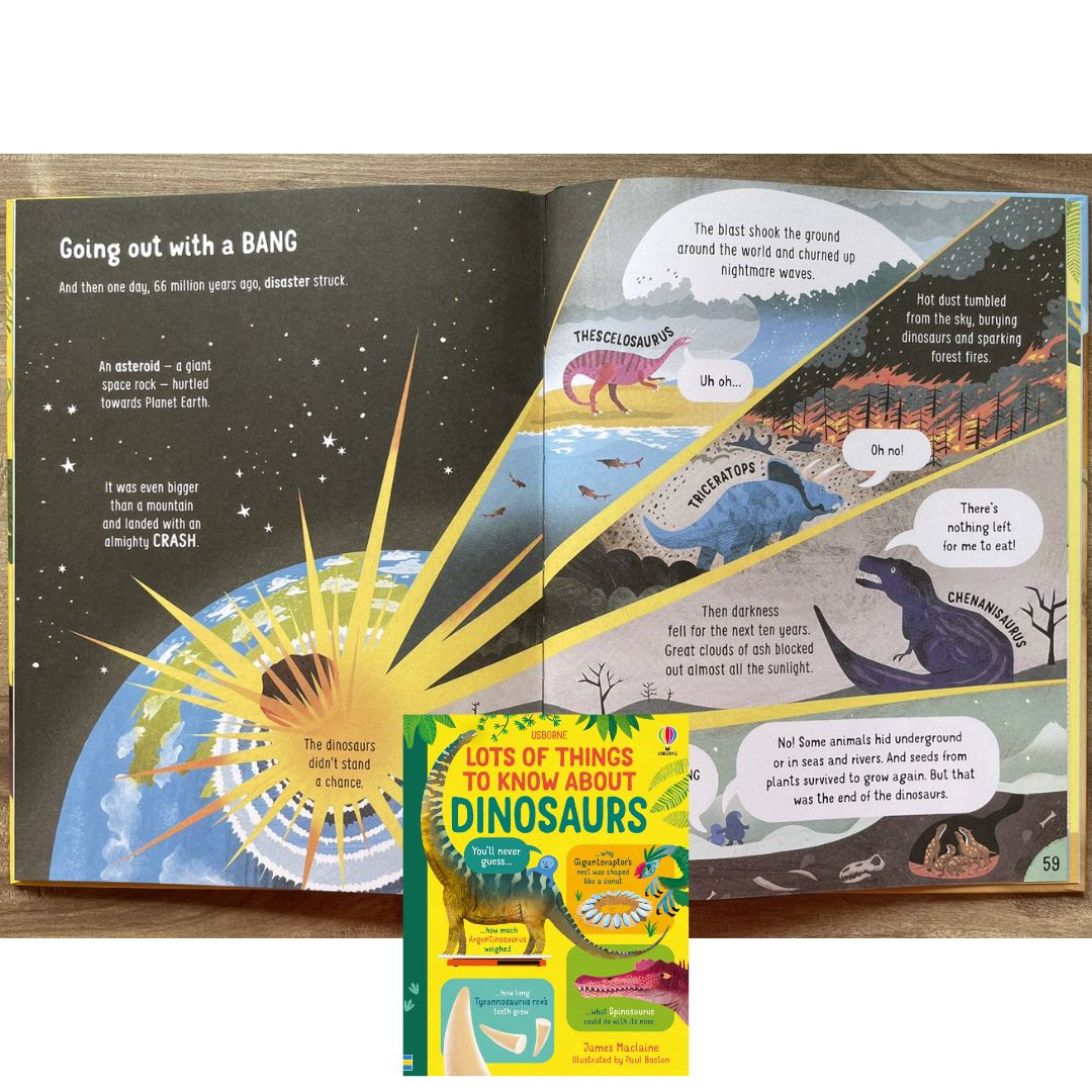 Usborne Lots of Things to Know About DINOSAURS (brand new Hardcover) - with SLIGHT DENTS on book cover