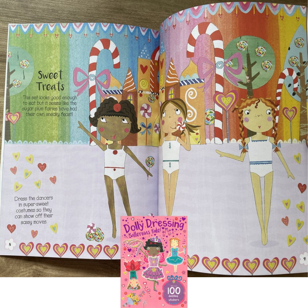 Dolly Dressing with Over 100 Stickers (Ballerinas / Mermaids / Princesses Rule) (SINGLES, brand new softcover, activities and sticker book)