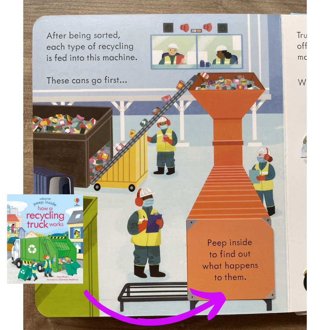 Usborne PEEP INSIDE How a Recycling Truck Works (board book)
