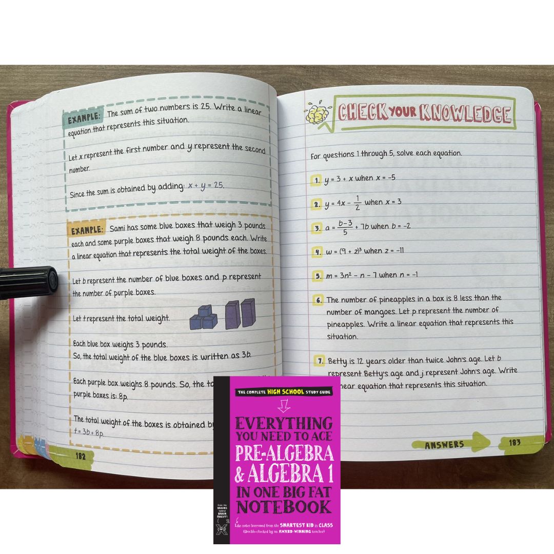 Everything You Need to Ace PRE-ALGEBRA and ALGEBRA 1 in One Big Fat Notebook (softcover)