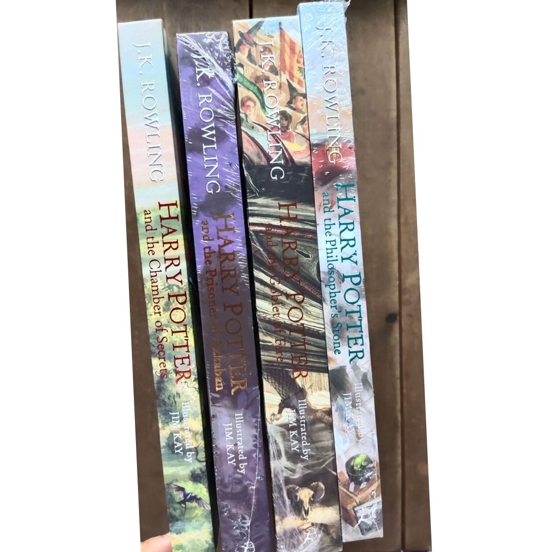 Harry Potter Illustrated Edition (4 Books) Collection - brand new hardcover, slight dents on book cover
