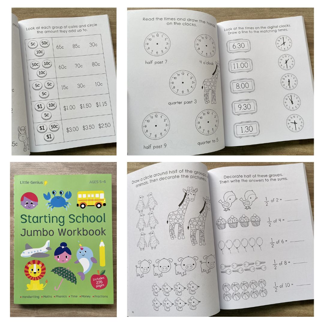 Little Genius Jumbo Workbook: STARTING SCHOOL (Ages 5-6, brand new softcover)