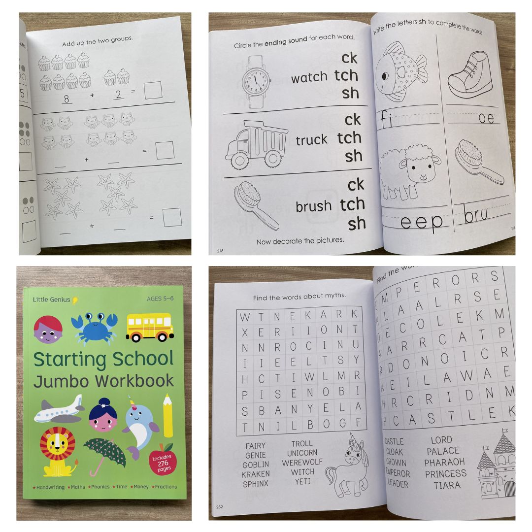 Little Genius Jumbo Workbook: STARTING SCHOOL (Ages 5-6, brand new softcover)