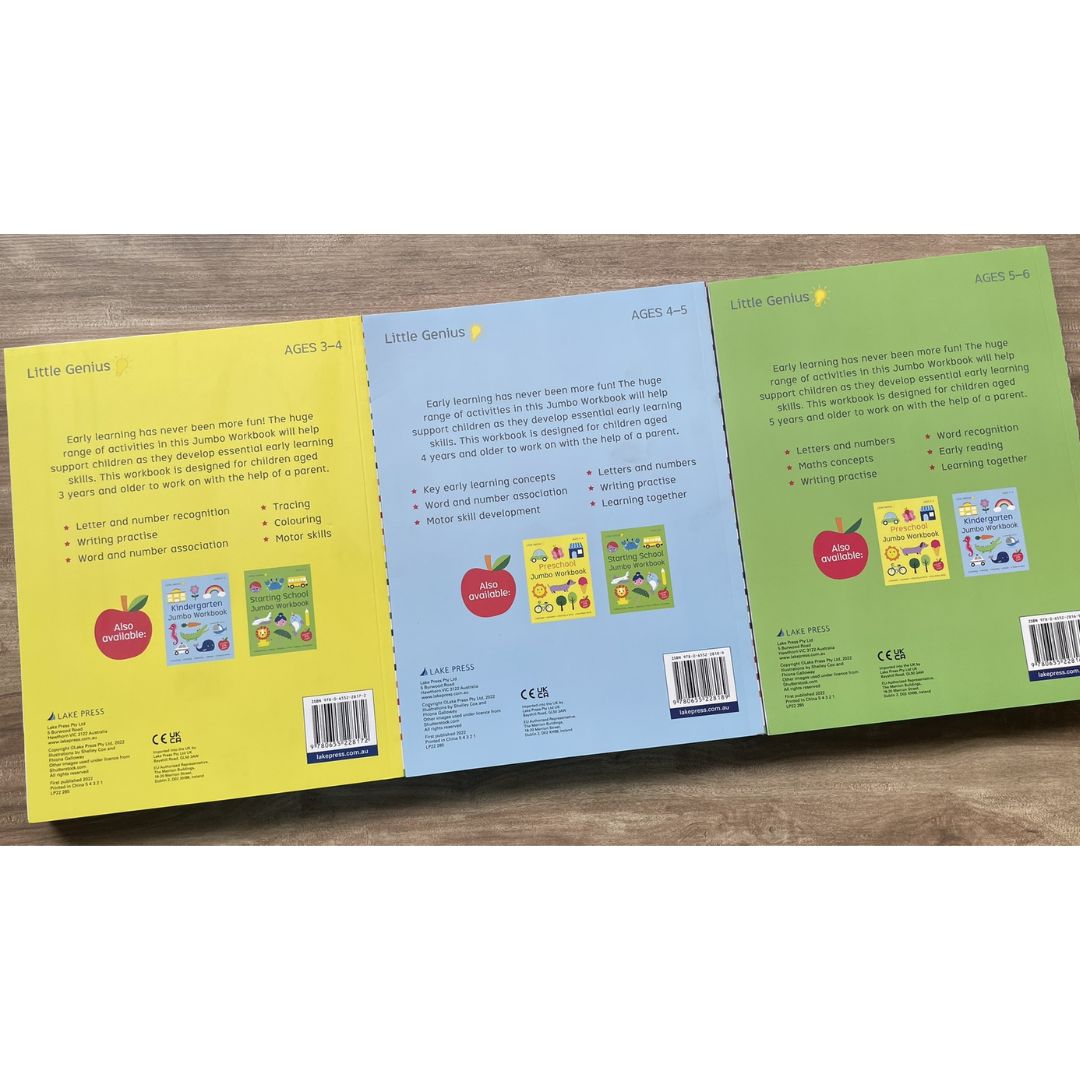 Little Genius Jumbo Workbook: STARTING SCHOOL (Ages 5-6, brand new softcover)
