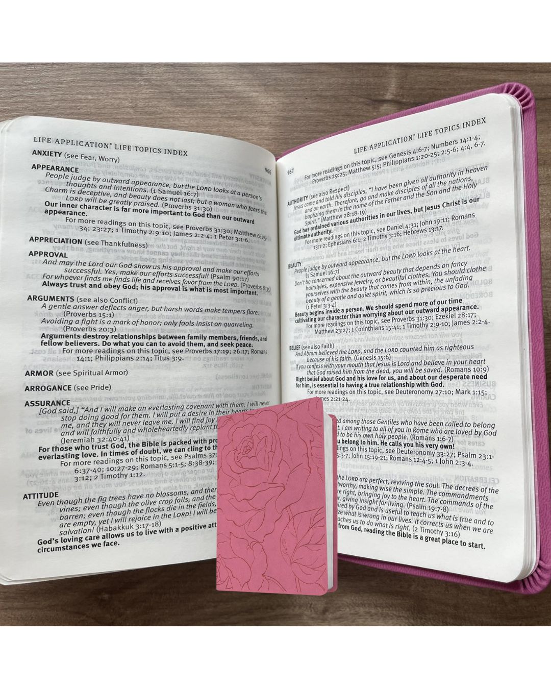 New Living Translation (NLT) Premium Value Compact Bible, Filament Enabled Edition (Pink Rose, Leatherlike, Old and New Testaments) Slipcase with slight tears and folds, book no damage