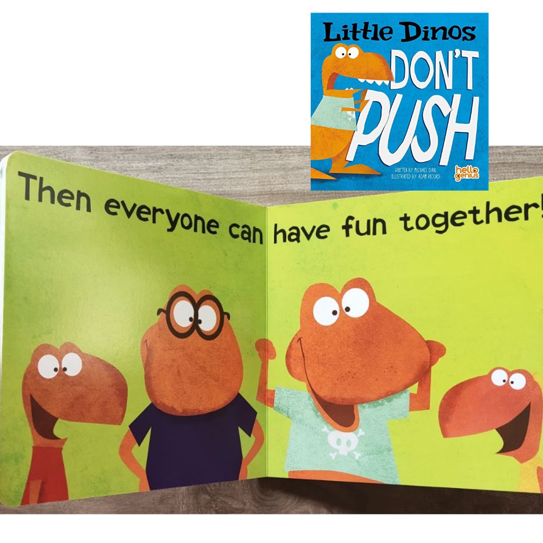 Little Dinos Don't Push (Hello Genius) (brand new BOARD BOOK, slight dents on book cover)