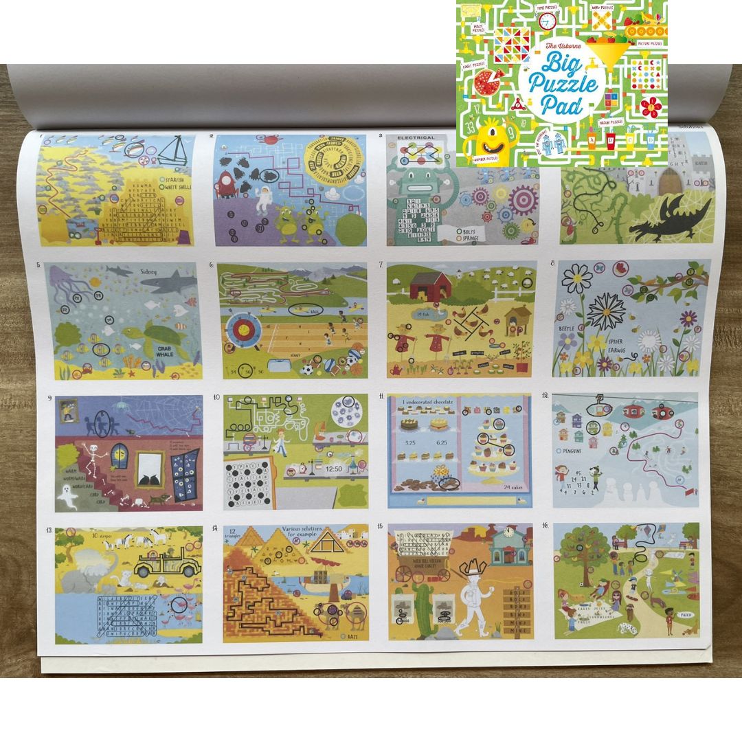 The Usborne Big DOT-TO-DOT / MAZE / PUZZLE Pad (SINGLES, brand new softcover, JUMBO tear-off activity pads) - Book cover with SLIGHT FOLDS
