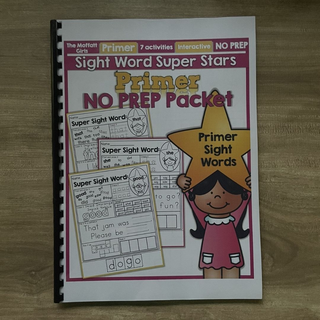 Sight Word Super Stars Reading Fluency Worksheet for Kids Pre-Primer to 3rd Grade (SINGLES)