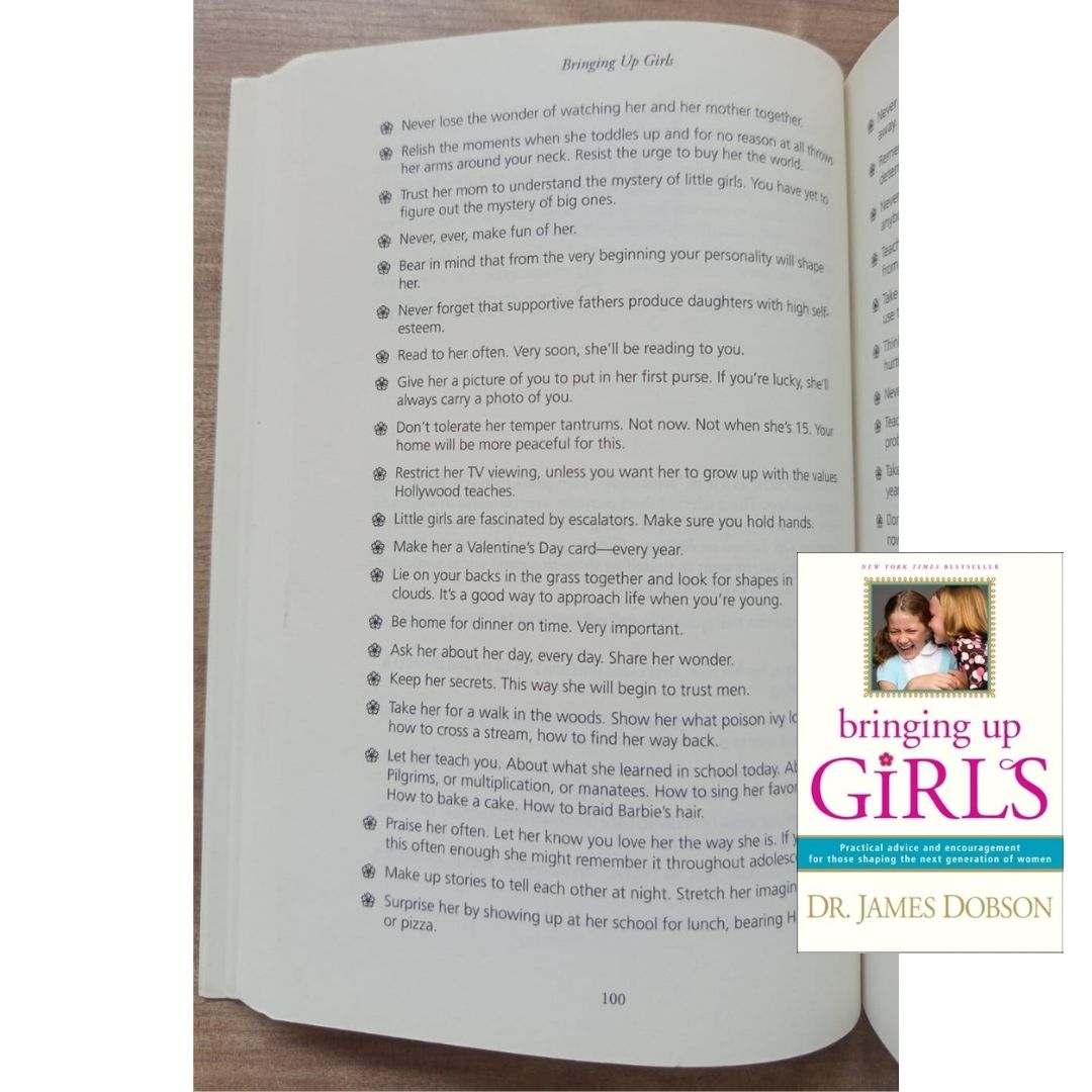 Bringing Up Girls: Practical Advice and Encouragement for Those Shaping the Next Generation of Women (by James C. Dobson) (USED book, softcover, with slight folds on book cover)