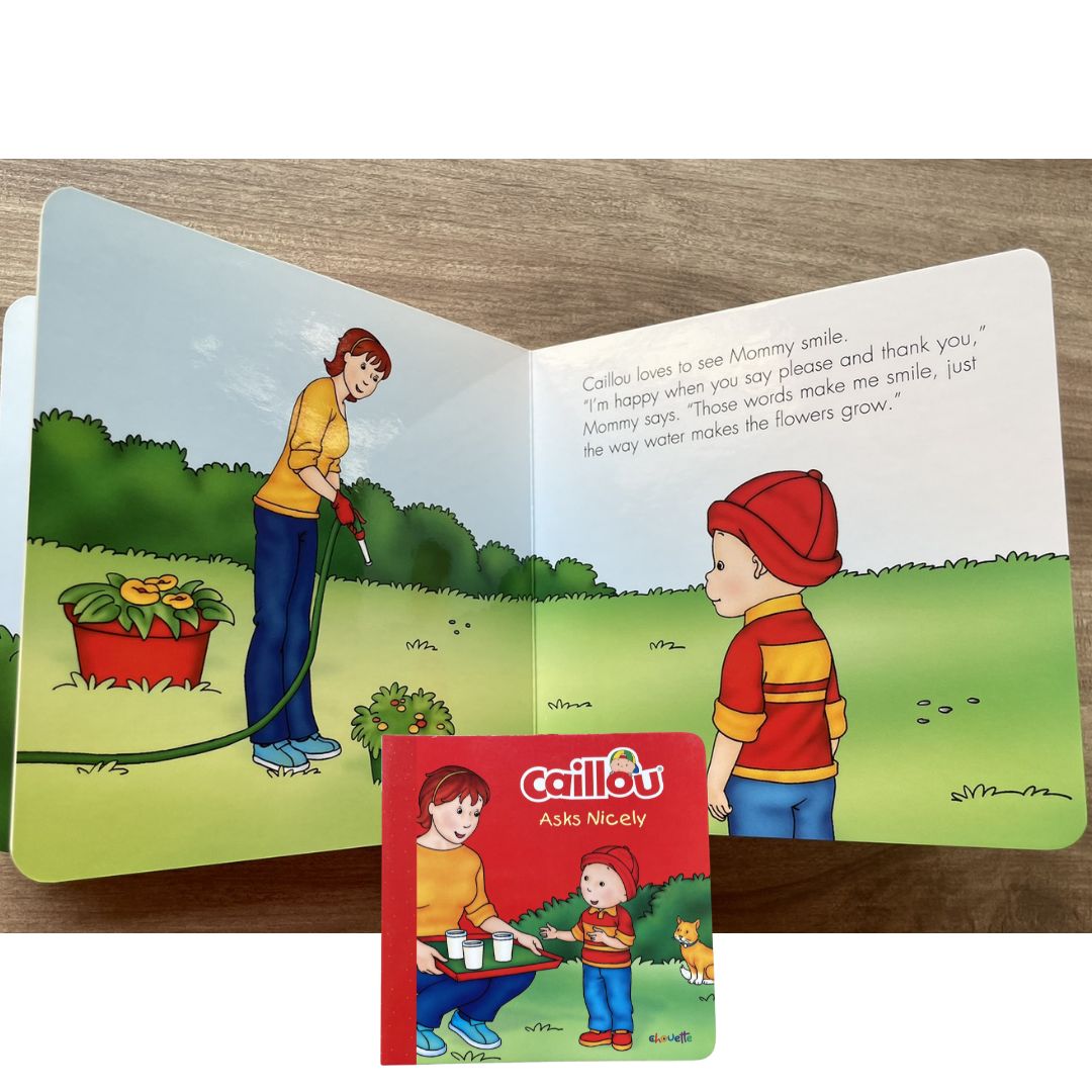 Caillou Asks Nicely // Takes a Nap (SINGLES, brand new Board Book, with SLIGHT DENTS on book cover)