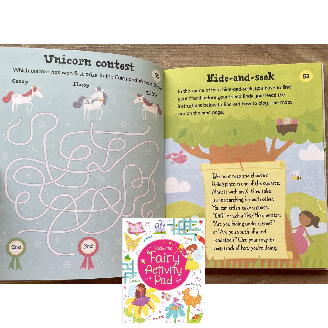 Usborne FAIRY Activity Pad (Tear-off pages, brand new Softcover, 6.1 by 7.7 inches, with SLIGHT FOLDS)
