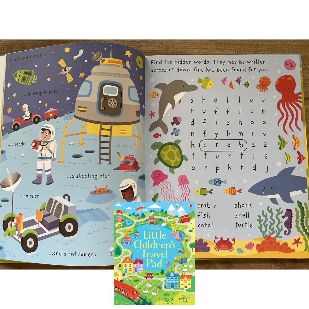 Usborne Little Children's TRAVEL / UNICORNS / PUZZLE Pad (SINGLES) Brand new softcover - with SLIGHT DENTS on book cover