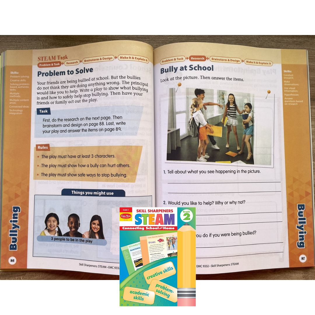 Evan Moor Skill Sharpener Workbook: STEAM ( GRADE 2 ) brand new softcover, with SLIGHT FOLDS