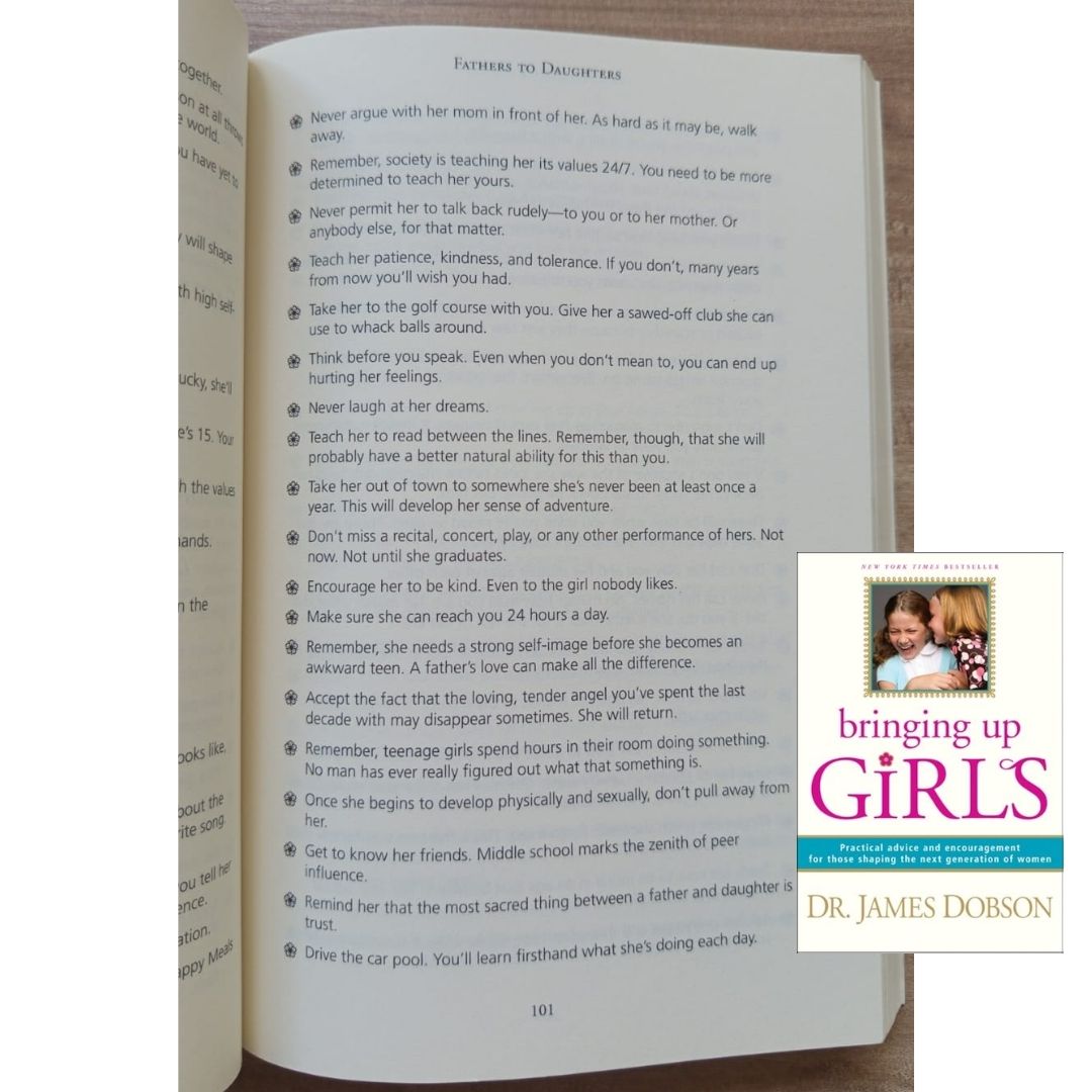 Bringing Up Girls: Practical Advice and Encouragement for Those Shaping the Next Generation of Women (by James C. Dobson) (USED book, softcover, with slight folds on book cover)