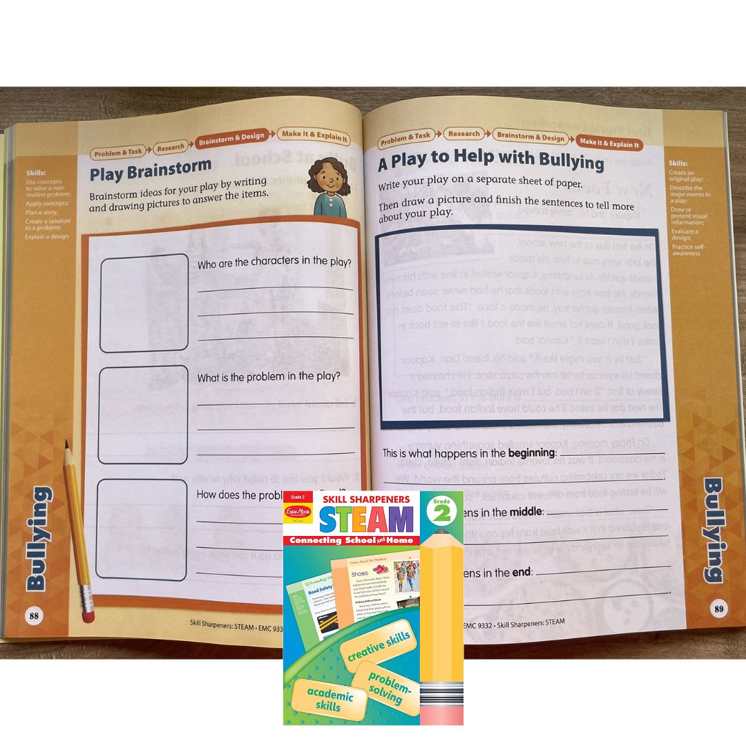 Evan Moor Skill Sharpener Workbook: STEAM ( GRADE 2 ) brand new softcover, with SLIGHT FOLDS