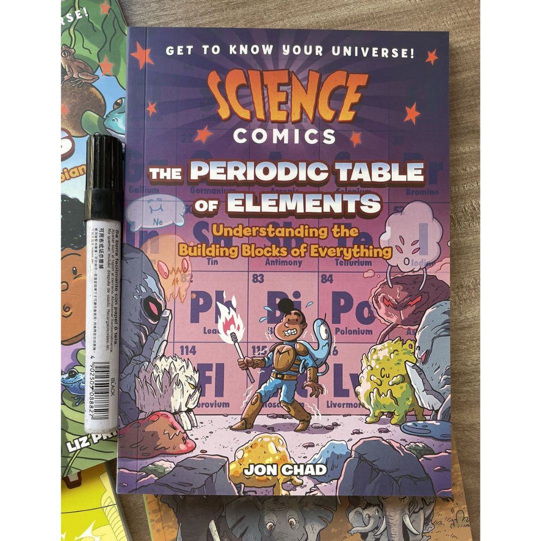 Science Comics (4 books, softcover, no box) (Electricity / Elephants / Frogs / The Periodic Table of Elements)