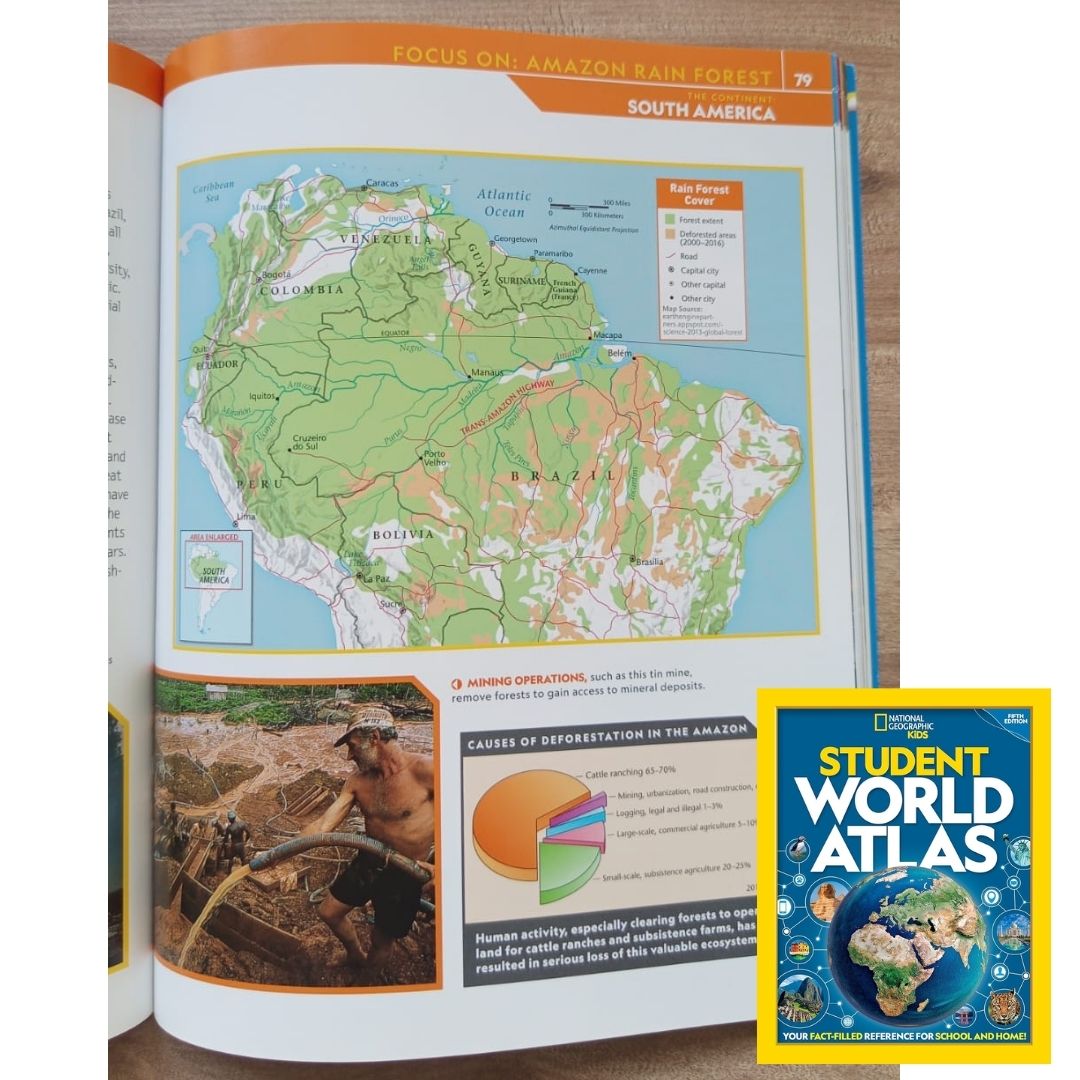 NATGEO National Geographic Kids: Student World Atlas, 5th Edition (USED/Preloved book, Paperback, with slight folds)