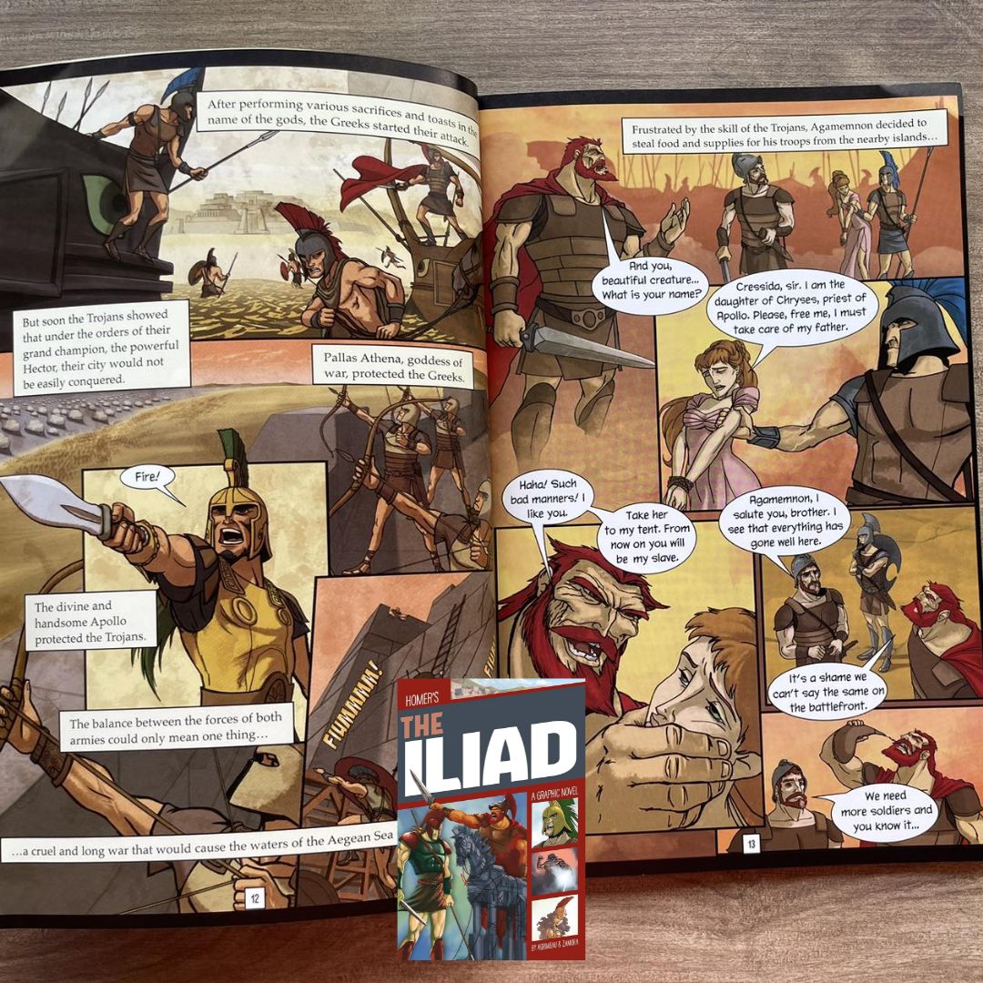 The Iliad / The Odyssey (A Graphic Novel) (SINGLES, brand new Softcover, with SLIGHT FOLDS on book cover)