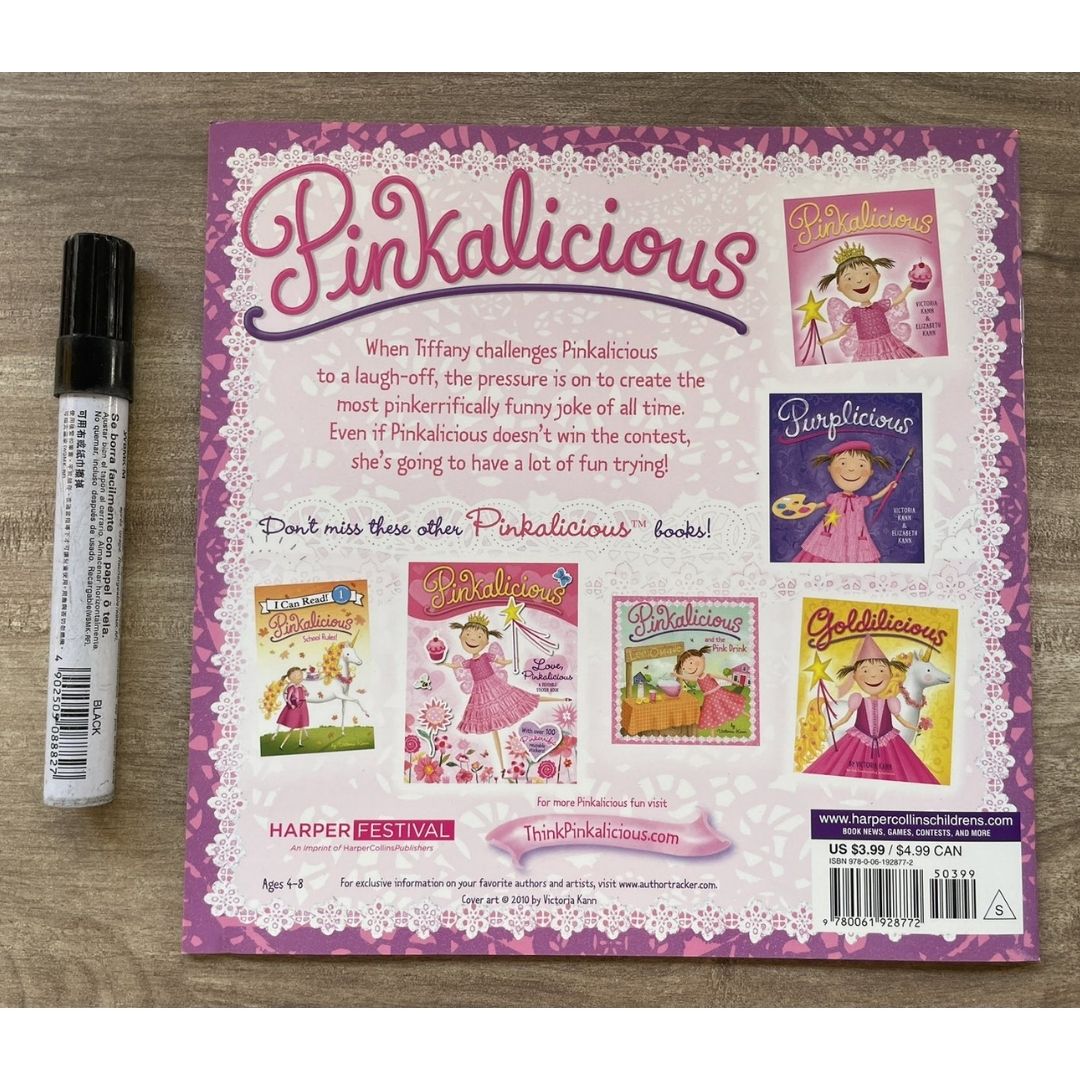 Pinkalicious 4-Book English Story Set (Crazy Hair Day / Tickled Pink / New Teacher / Pink Drink) brand new softcover, no box, with SLIGHT FOLDS