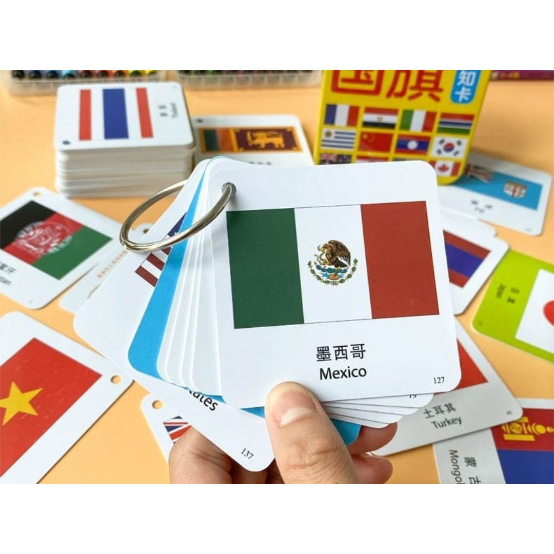 World Flags Flashcards for Kids | 160-Piece Educational Flag Cards | Early Learning Geography Set (Chinese text, brand new)