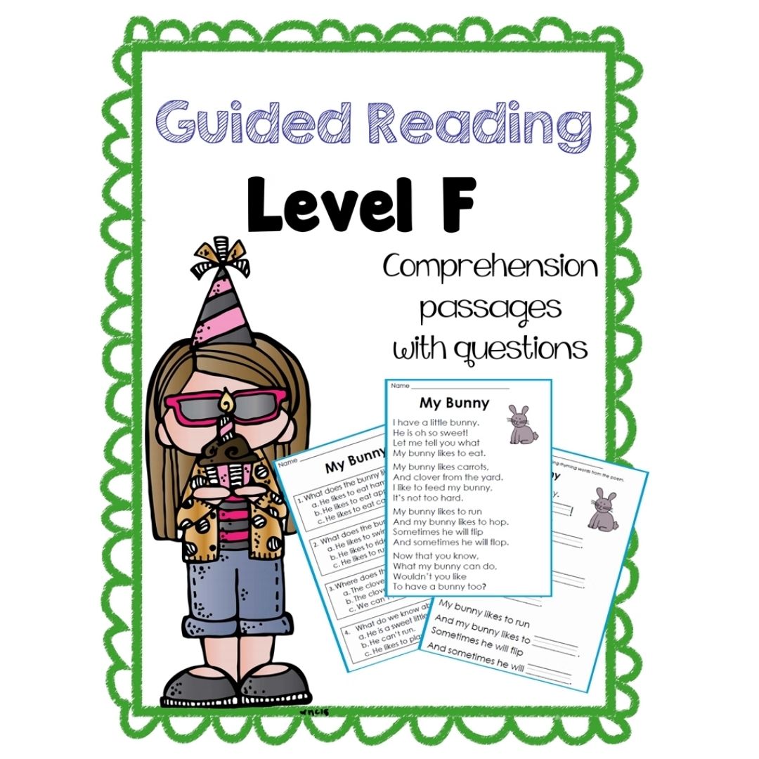 English Reading Comprehension & Phonics Worksheets / Workbook for Kids | Guided Reading Levels C–L | School-Recommended Early Literacy Practice (SINGLES)