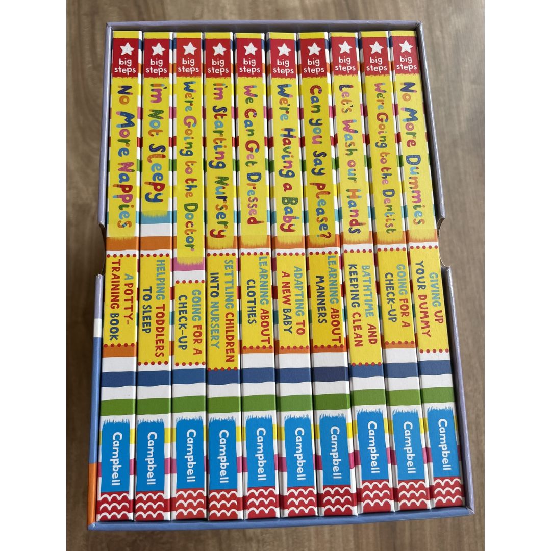 Campbell Big Steps (SINGLES) interactive BOARD BOOK - Can You Say Please/ Going to the Dentist/ Going to the Doctor/ Having a Baby/ Let's Wash Hands/ No More Dummies/ No More Nappies/ I'm Not Sleepy/ I'm Starting Nursery/ We Can Get Dressed